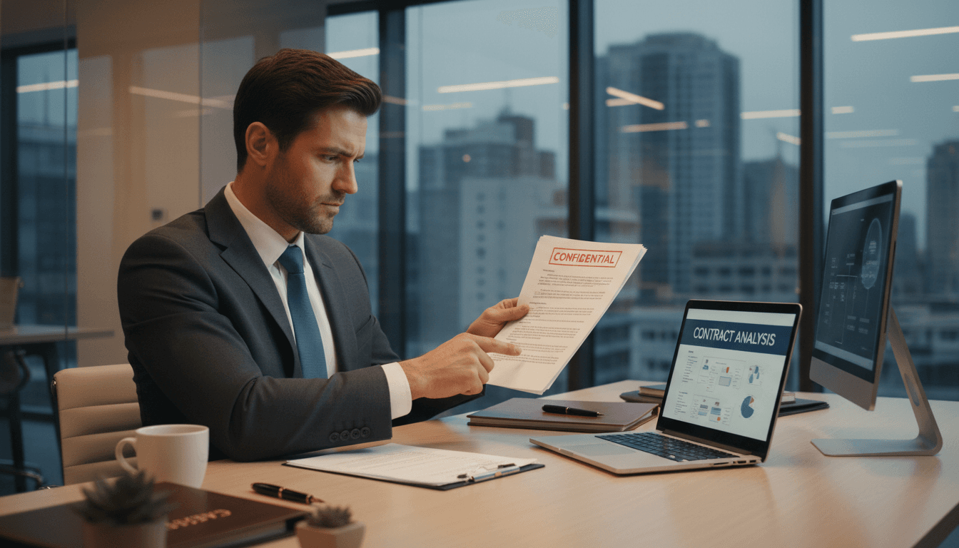 Legal professional reviewing court documents